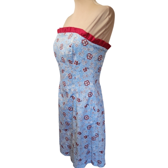 WILLI SMITH Vintage Y2K Strapless Ruffle Trim Casual Dress - Size 8 - Picture 6 of 10